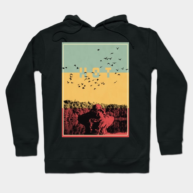 Man Bird Watching Graphic Art Hoodie by boholoc0